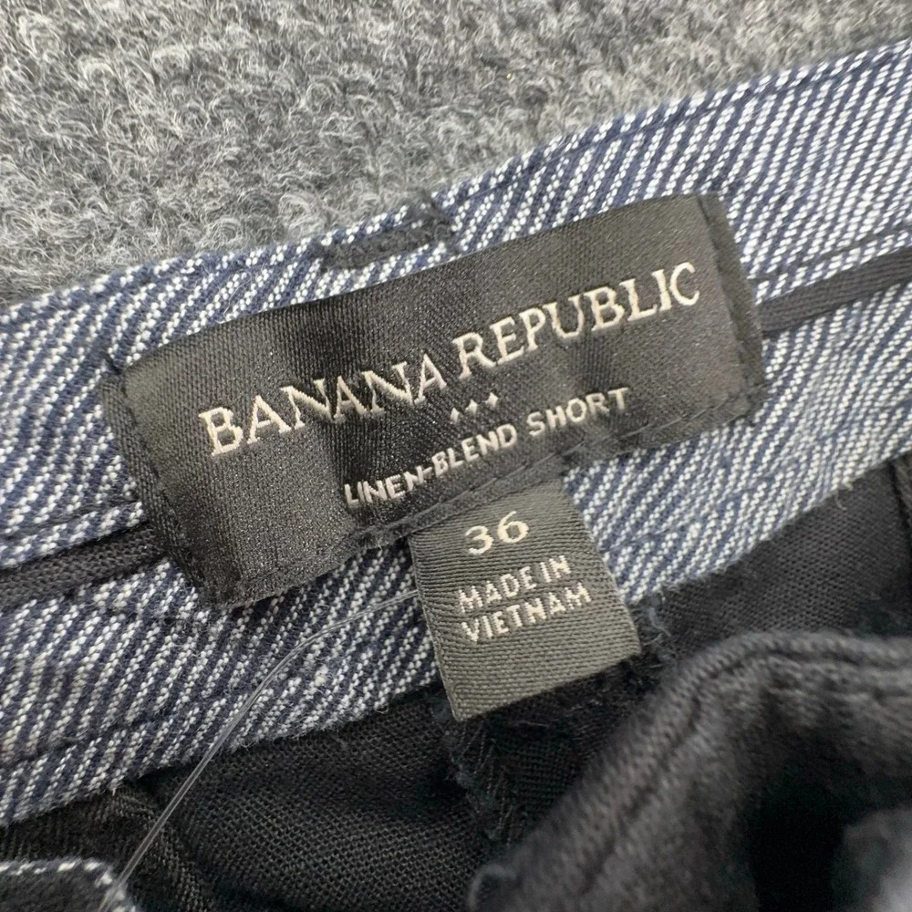 Banana Republic Mens Black Linen Blend Shorts 36 859119-02-1 Flat Front Casual
